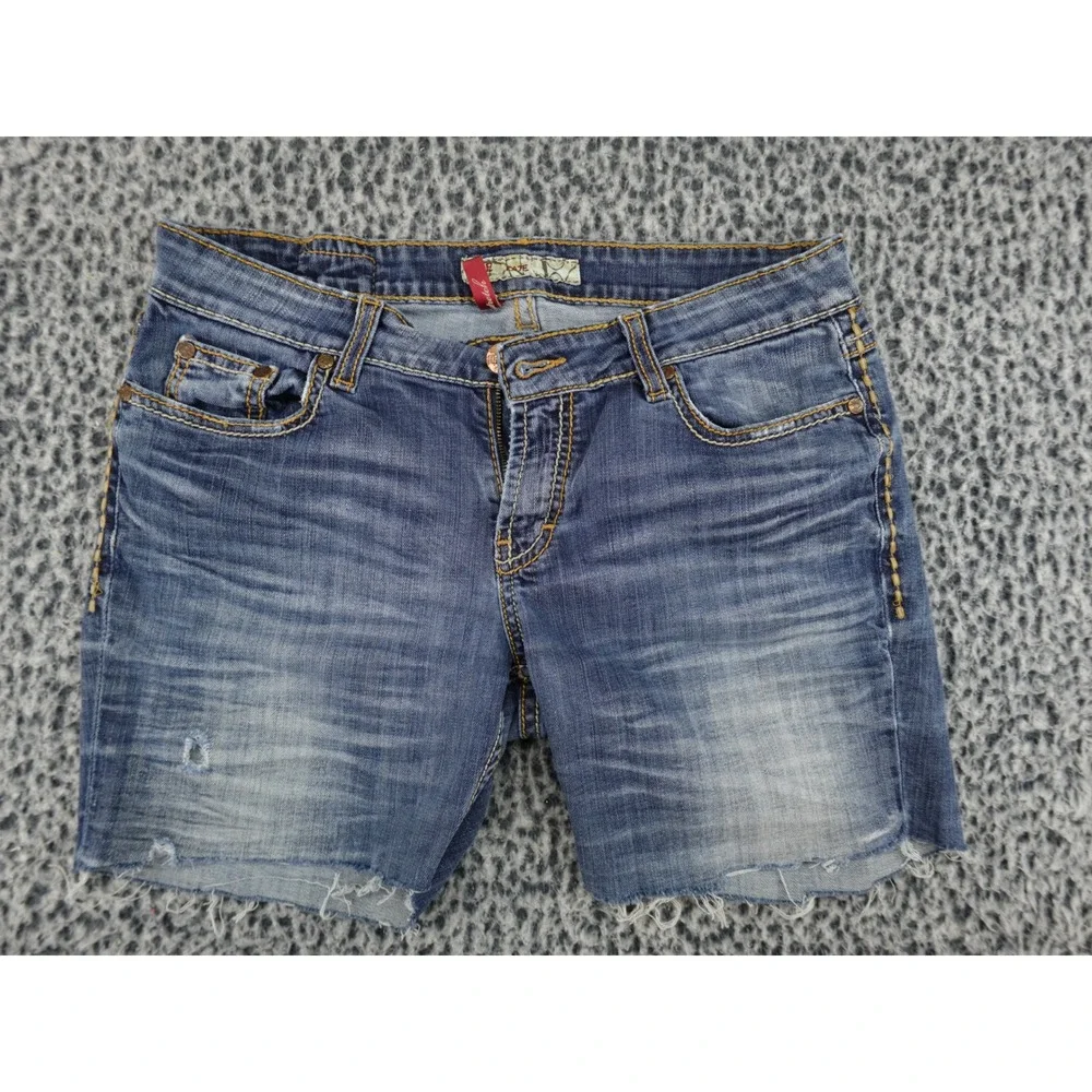 BKE Kate Denim Shorts‎ Womens 29 Blue Distressed Cut Off Stretch Medium Wash